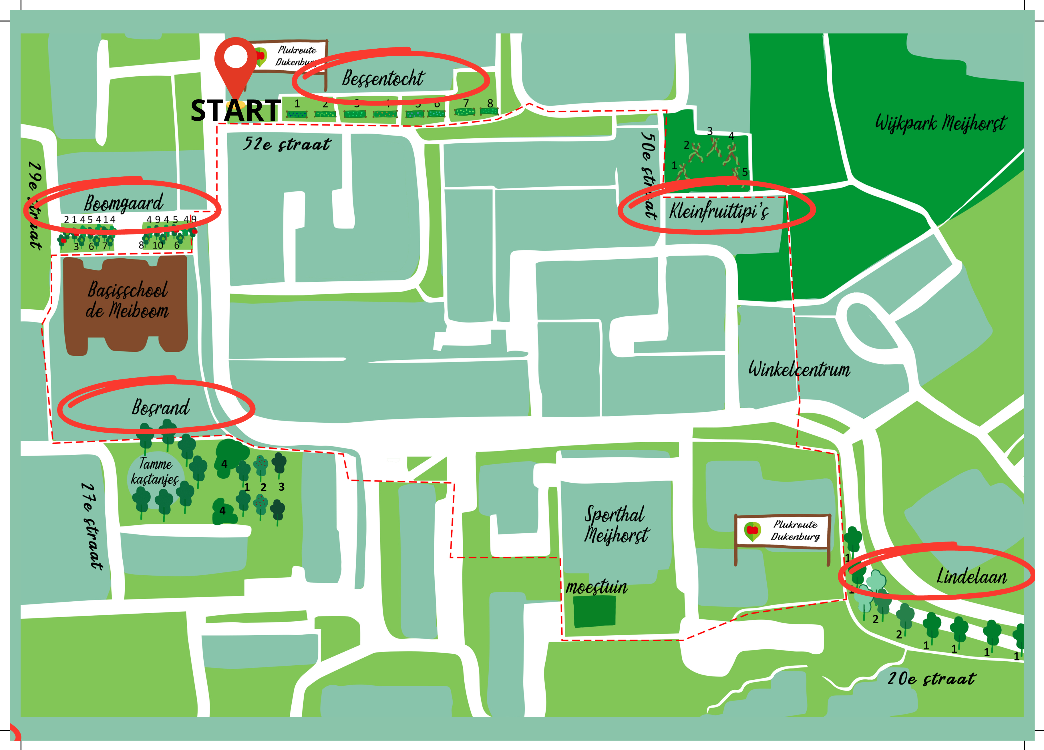 Routekaart van Plukroute Meijhorst